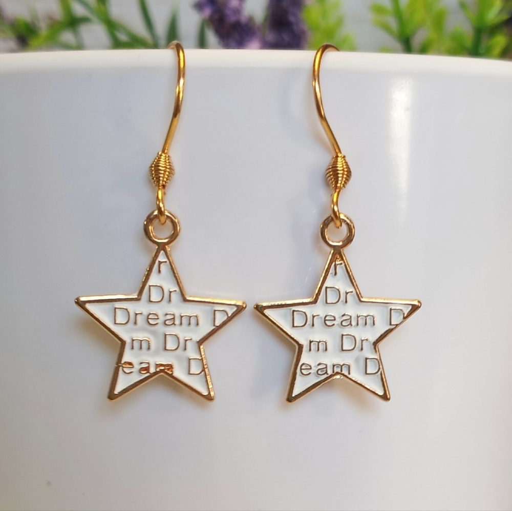 "Dream" Star Dangle Hook Earrings
